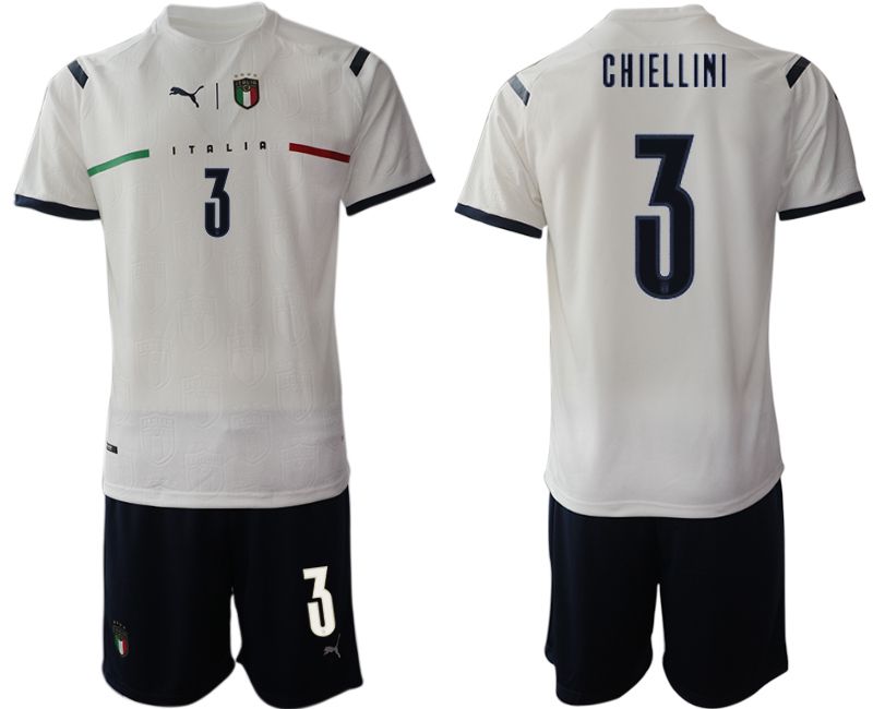 Men 2020-2021 European Cup Italy away white #3 Soccer Jersey->customized soccer jersey->Custom Jersey